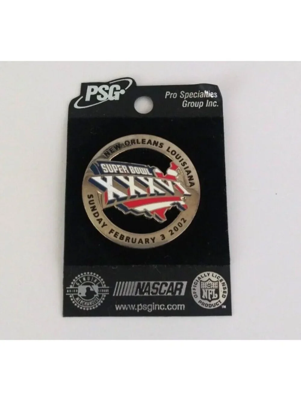 New PSG NFL Super Bowl 2001 New England Patriots Rams Pin XXXVI 36 USA